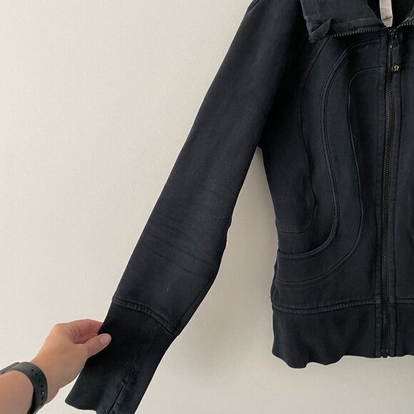 Lululemon Thumbhole Full Zip Sweater Jacket Black Womens 6 - Picture 6 of 7